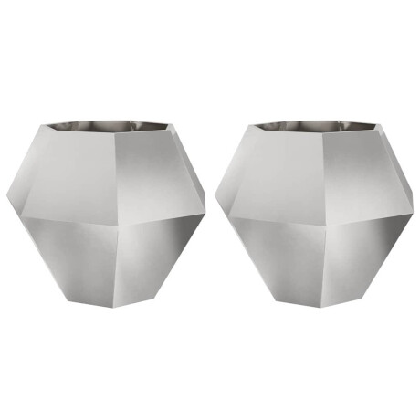 vidaXL Plantenbak 2 pcs Zilver 100 x 100 x 80 cm Roestvrij staal afbeelding2 - 1