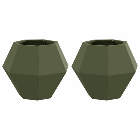 vidaXL Plantenbak 2 pcs Olijf Groen 50 x 50 x 40 cm Staal afbeelding2 - 1