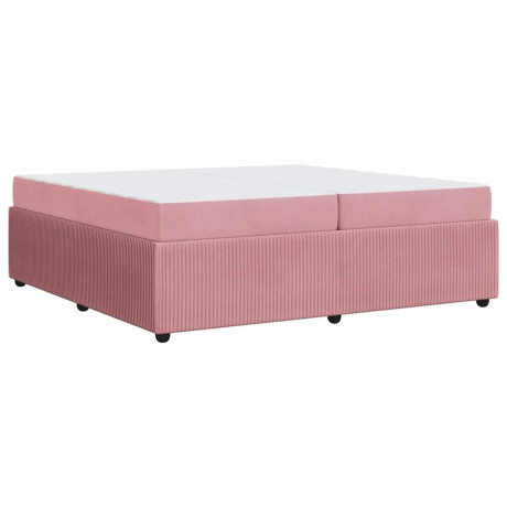 vidaXL Bedframe met matras met matras Roze 200 x 200 cm Fluweel afbeelding2 - 1