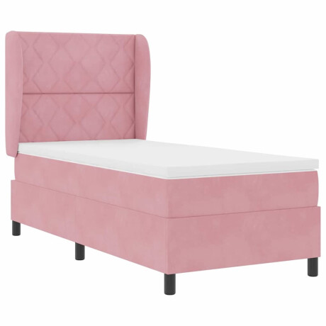 vidaXL Boxspring bed met matras Roze 100 x 200 cm Fluweel afbeelding2 - 1