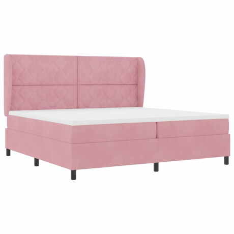vidaXL Boxspring bed met matras Roze 200 x 200 cm Fluweel afbeelding2 - 1