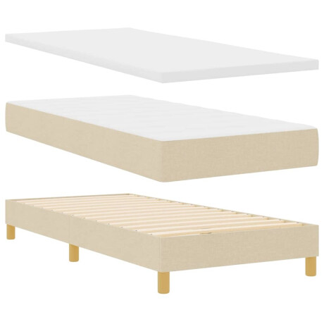 vidaXL Boxspringbed met matras Crème 190 x 90 cm Polyester afbeelding2 - 1