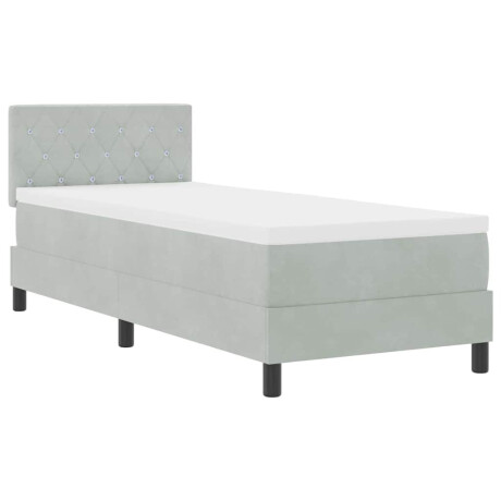 vidaXL Boxspring bed met hoofdeinde Lichtgrijs 80 x 200 cm Fluweel afbeelding2 - 1