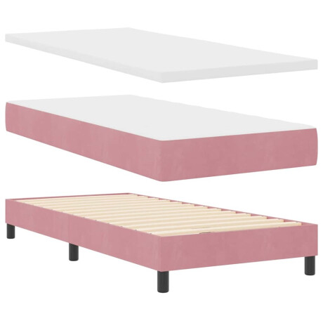 vidaXL Boxspring bed met matras Roze 100 x 200 cm Fluweel afbeelding2 - 1