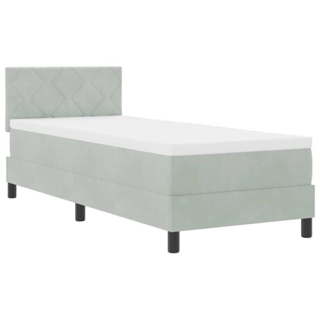 vidaXL Boxspring bed met hoofdeinde Lichtgrijs 80 x 200 cm Fluweel afbeelding2 - 1