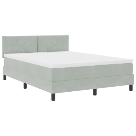 vidaXL LED Box Spring Bed met matras Lichtgrijs 140 x 190 cm Fluweel afbeelding2 - 1
