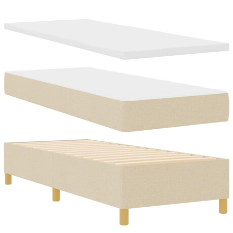 vidaXL Boxspring bed met matras met hoofdeinde Crème 80 x 200 cm Stof afbeelding2 - 1