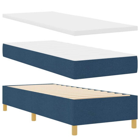vidaXL Boxspring bed met matras met hoofdeinde Blauw 80 x 200 cm Stof afbeelding2 - 1