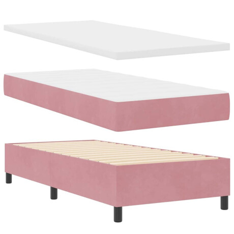 vidaXL Boxspring bed met matras Roze 100 x 200 cm Fluweel afbeelding2 - 1
