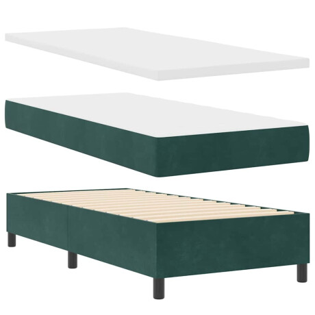 vidaXL Boxspring bed met matras Donkergroen 90 x 190 cm Fluweel afbeelding2 - 1