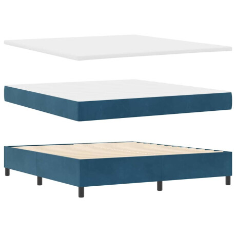 vidaXL Boxspring bed met matras Donkerblauw 180 x 200 cm Fluweel afbeelding2 - 1
