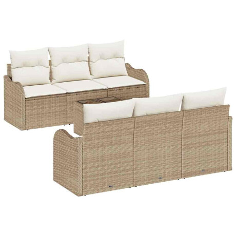 vidaXL Tuin Sofa Set 7 pcs Beige en Crème Poly Riet en Staal en Glas afbeelding2 - 1