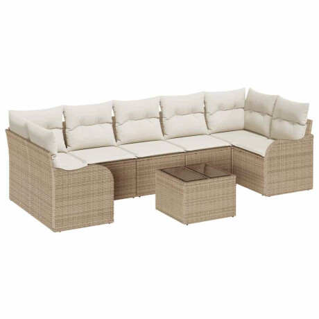vidaXL 8-delige ligbedden set met kussens in beige poly riet afbeelding2 - 1