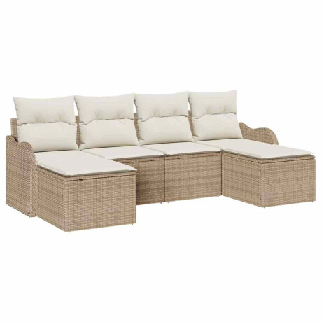vidaXL Tuin Sofa Set met kussen 6 pcs Beige en wit Poly riet afbeelding2 - 1