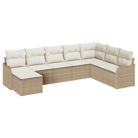 vidaXL Tuin Sofa Set met kussen 8 pcs Beige en wit Poly riet afbeelding2 - 1