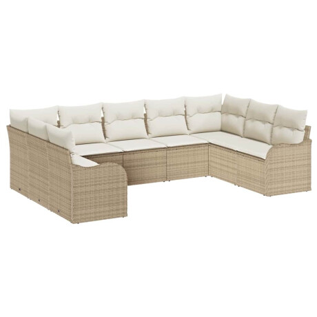 vidaXL Tuin Sofa Set met opslag 9 pcs Beige en wit poly rattan afbeelding2 - 1