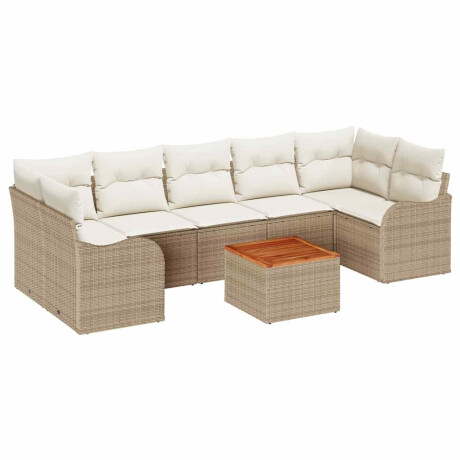 vidaXL Tuin Sofa Set 8 pcs Beige, wit Groot Riet, Polyester kussens afbeelding2 - 1