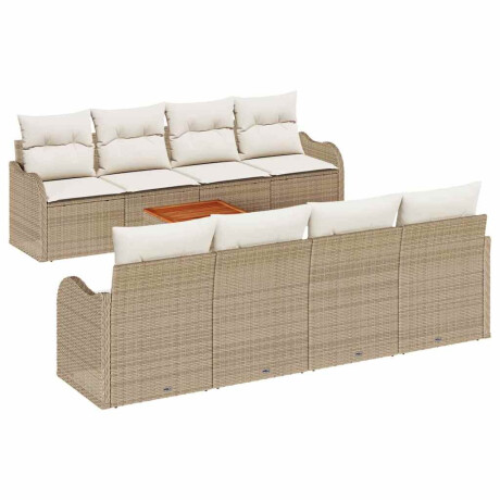 vidaXL Beige Tuinbank Set 9 pcs Beige, wit Large Rattan afbeelding2 - 1