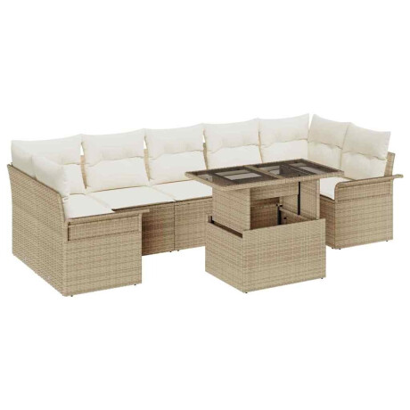 vidaXL Tuin Sofa Set met kussen met opslag 8 pcs Beige Poly Rattan afbeelding2 - 1