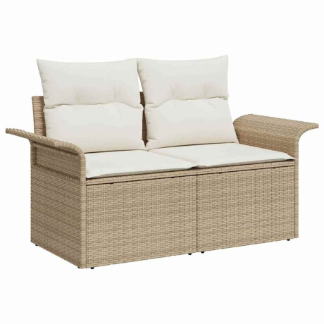 vidaXL 7-delige ligbed set met kussens in beige poly rattan afbeelding2 - 1