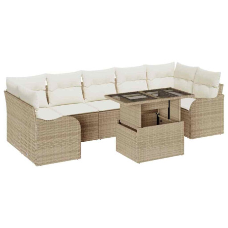 vidaXL Tuin Sofa Set met kussen met opslag 8 pcs Beige Poly Rattan afbeelding2 - 1