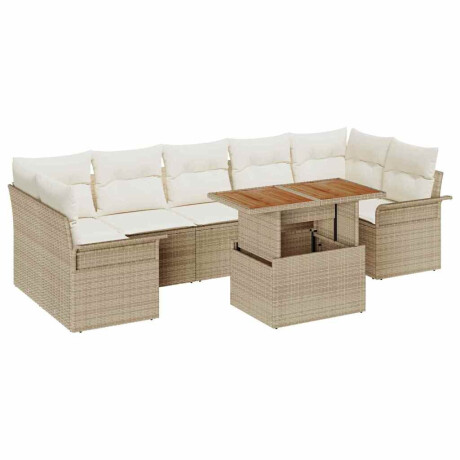 vidaXL 8-delige tuinsofa set met kussens in beige poly rattan afbeelding2 - 1