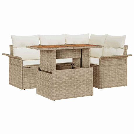 vidaXL 5-delige tuinsofa set met kussens in beige poly rattan afbeelding2 - 1