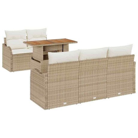 vidaXL 6-delige tuinsofa set met kussens in beige poly rattan afbeelding2 - 1