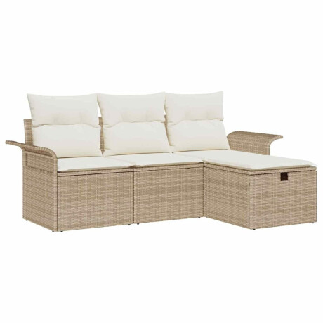 vidaXL 4-delige tuinsofacombinatie met kussens in beige poly rattan afbeelding2 - 1