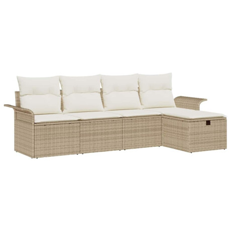 vidaXL 5-delige tuinsofa set met kussens in beige poly rattan afbeelding2 - 1