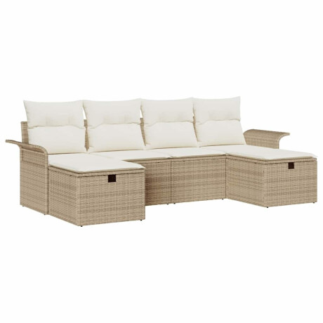 vidaXL 6-delige loungeset voor de tuin met kussens in beige afbeelding2 - 1