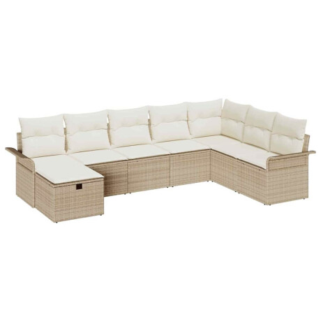 vidaXL Tuin Sofa Set met kussen met opslag 8 pcs Beige Poly riet afbeelding2 - 1