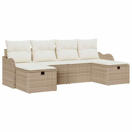 vidaXL 6-delige tuinsofa set met kussens in beige poly rattan afbeelding2 - 1