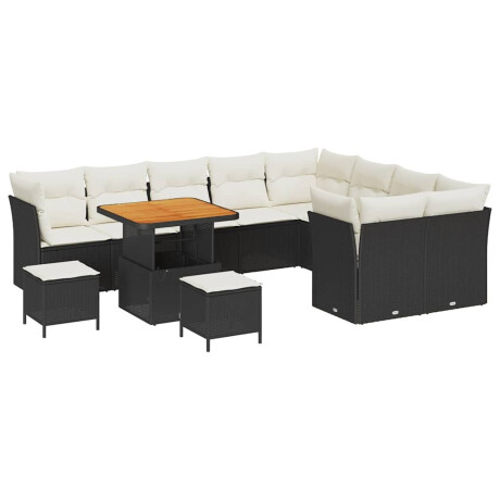 vidaXL Tuin Sofa Set met kussen met opslag 12 pcs Zwart en crème afbeelding2 - 1