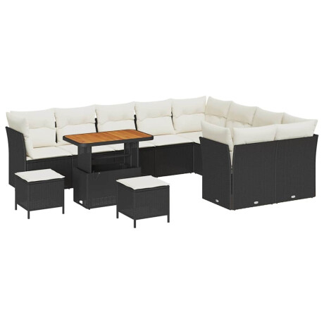 vidaXL Tuin Sofa Set met kussen met opslag 12 pcs Zwart en crème afbeelding2 - 1