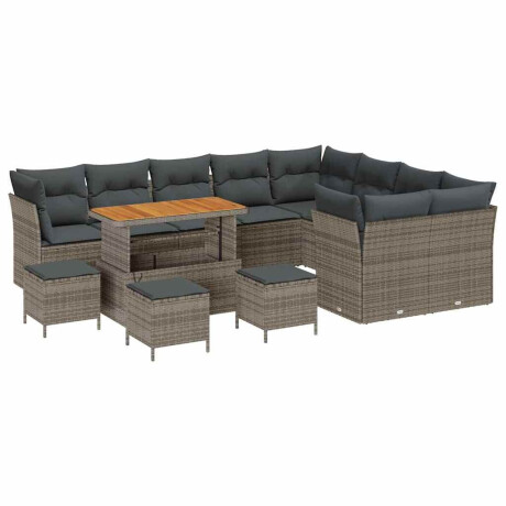 vidaXL Tuin Sofa Set 13 pcs Grijs Poly rattan en gepoedercoat staal afbeelding2 - 1