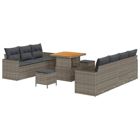 vidaXL Tuin Sofa Set 10 pcs Grijs Poly rattan en gepoedercoat staal afbeelding2 - 1