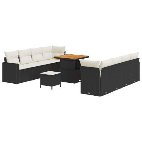 vidaXL Tuin Sofa Set met kussen 11 pcs Zwart en crème 80 x 80 x 71 cm afbeelding2 - 1
