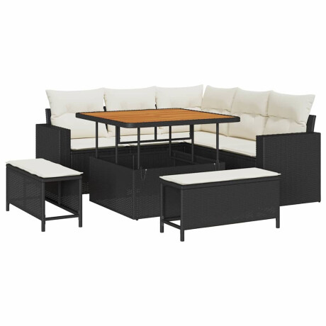 vidaXL Tuin Sofa Set met kussen 8 pcs Zwart en crème 100 x 100 x 71 cm afbeelding2 - 1