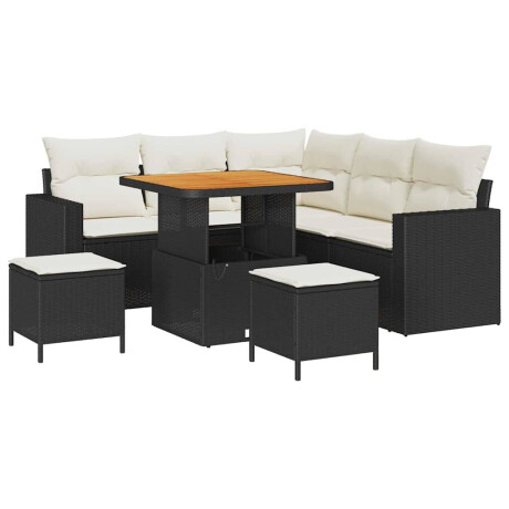 vidaXL Tuin Sofa Set met kussen 8 pcs Zwart en crème 80 x 80 x 71 cm afbeelding2 - 1
