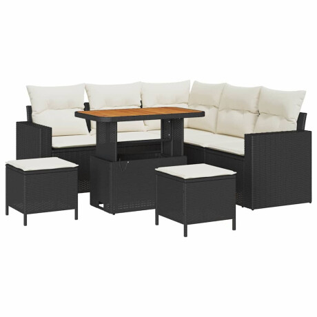 vidaXL Tuin Sofa Set met kussen 8 pcs Zwart en crème 90 x 55 x 71 cm afbeelding2 - 1