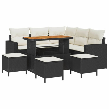 vidaXL Tuin Sofa Set met kussen 9 pcs Zwart en crème 110 x 55 x 71 cm afbeelding2 - 1