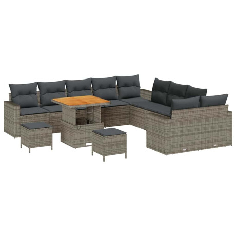 vidaXL Tuin Sofa Set 13 pcs Grijs Poly rattan en gepoedercoat staal afbeelding2 - 1