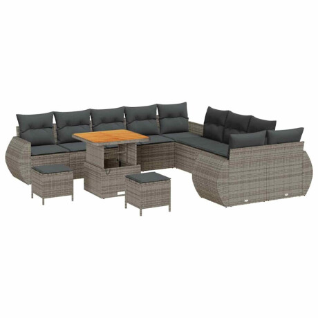 vidaXL Tuin Sofa Set 13 pcs Grijs Poly rattan en gepoedercoat staal afbeelding2 - 1
