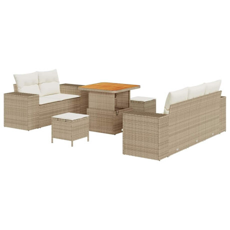vidaXL Tuin Sofa Set met kussen 8 pcs Beige en Crème Poly Rattan afbeelding2 - 1