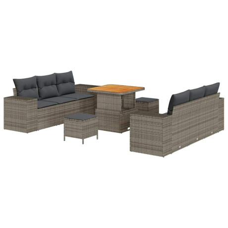 vidaXL Tuin Sofa Set met kussen Grijs 221 x 204 x 85 cm Poly Rattan afbeelding2 - 1