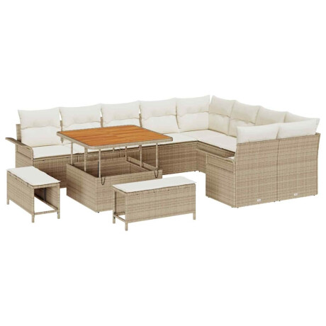 vidaXL Tuin Sofa Set met kussen met opslag 12 pcs Beige en Crème afbeelding2 - 1