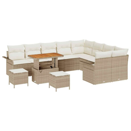 vidaXL Tuin Sofa Set met kussen met opslag 12 pcs Beige en Crème afbeelding2 - 1
