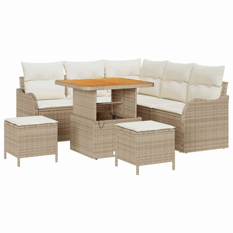 vidaXL 8-delige tuinsofa set met kussens - Beige, poly rattan, acacia afbeelding2 - 1