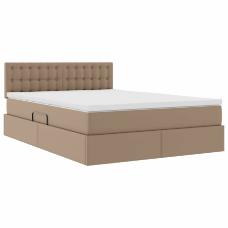 vidaXL Bed met LED -striplichten Cappuccino 140 x 190 cm PVC afbeelding2 - 1